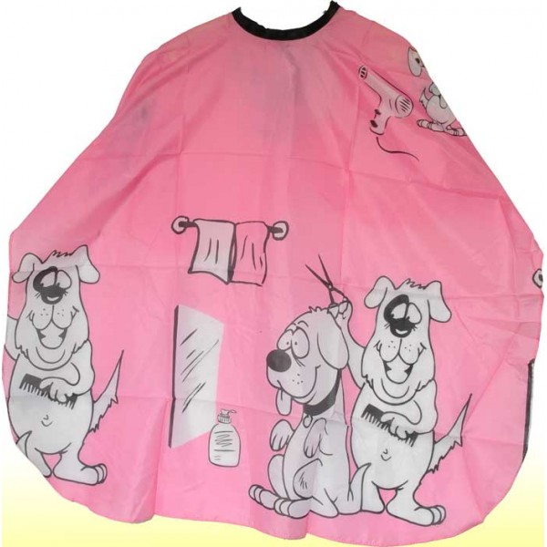 Pláštěnka kadeřnická stříhací dětská psi - růžová.
